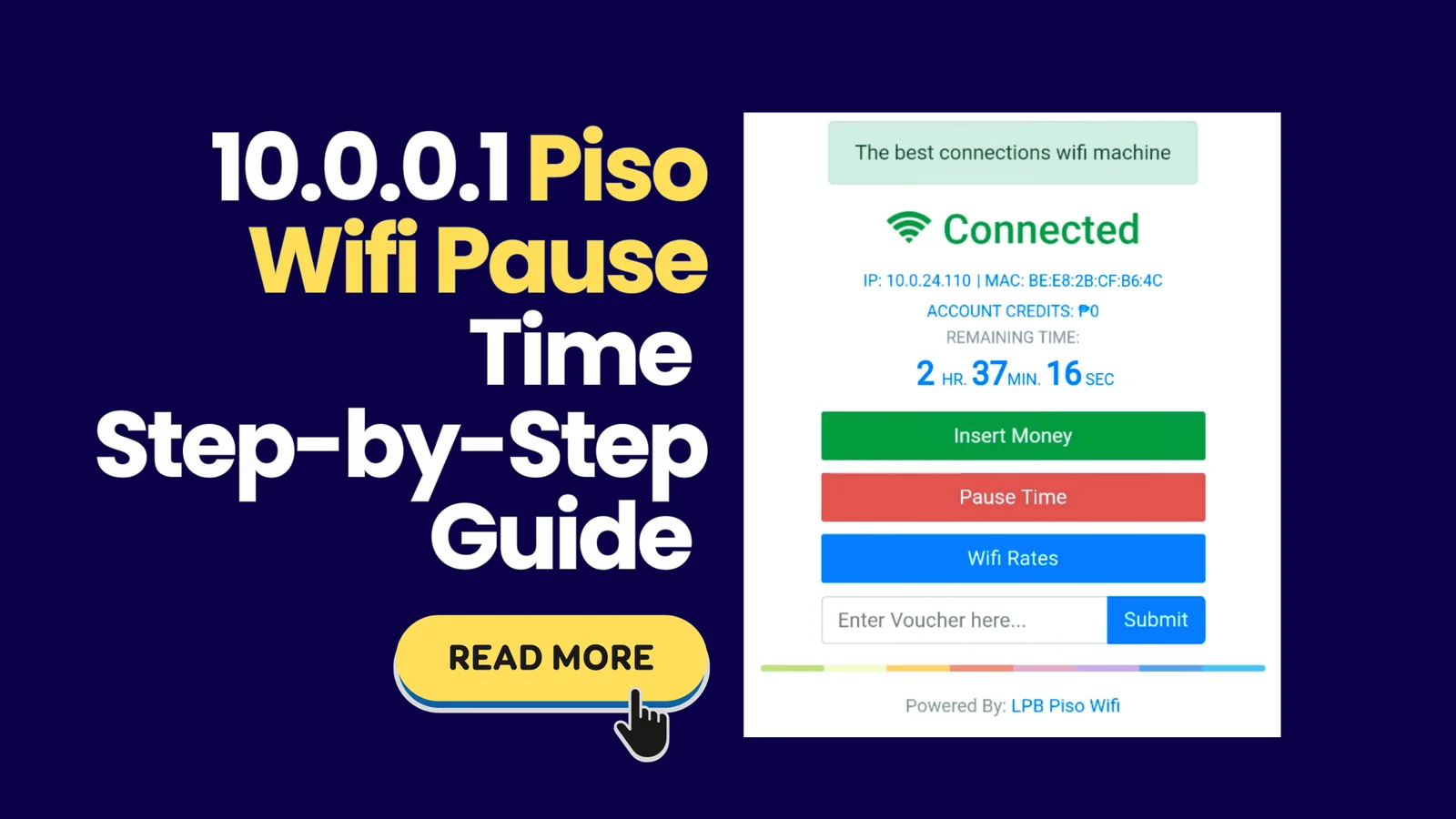 LPB Piso wifi 10.0.0.1 Pause Time Benefits, & Features
